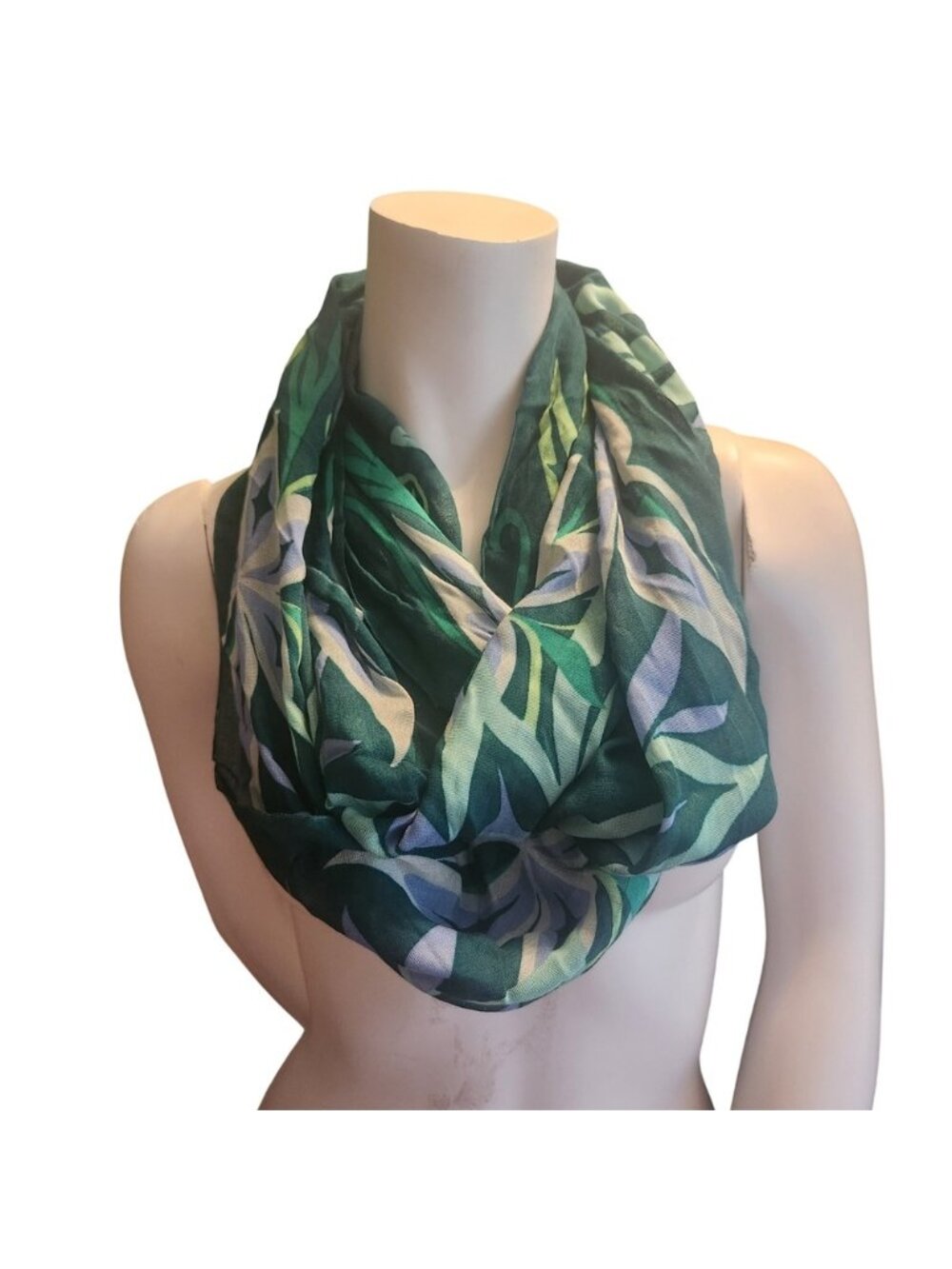 Native Northwest Green Bamboo Infinity Scarf Botanical Sun Print 100% Bamboo